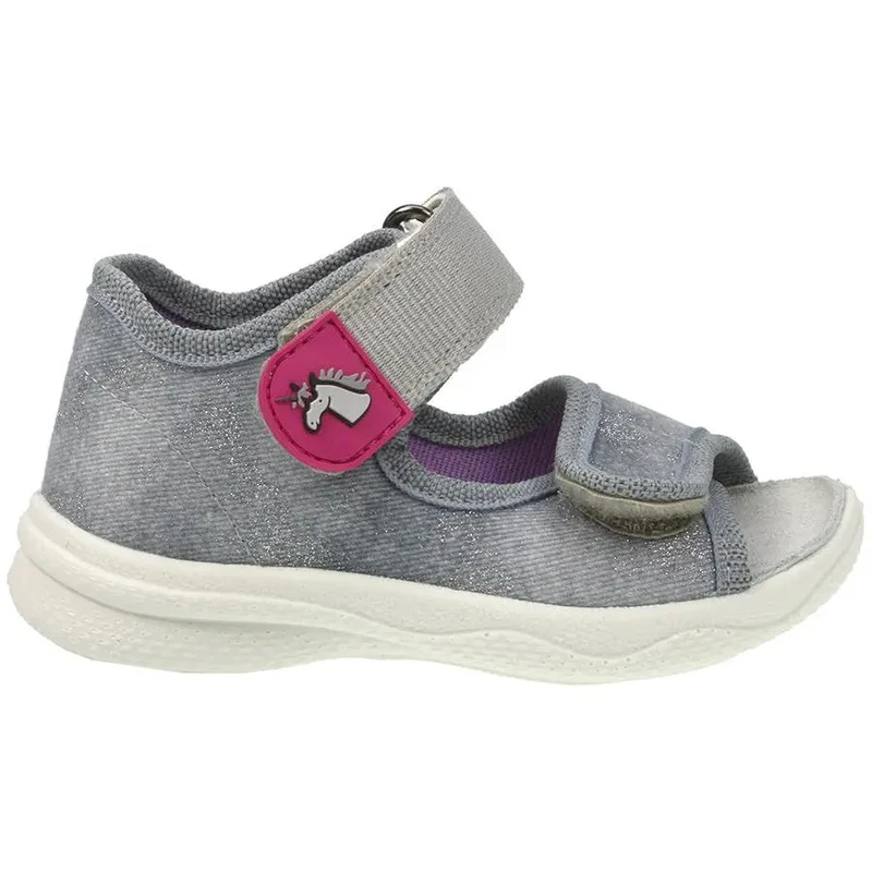 SUPERFIT Hausschuh POLLY 294-44 - hellgrau - glitzernd Einhorn