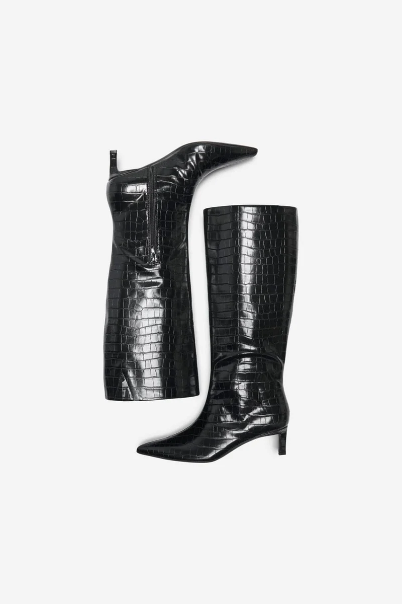 Only Shoes - Onlbrixton-3 Knee High Boot - 5078771 Black Croco