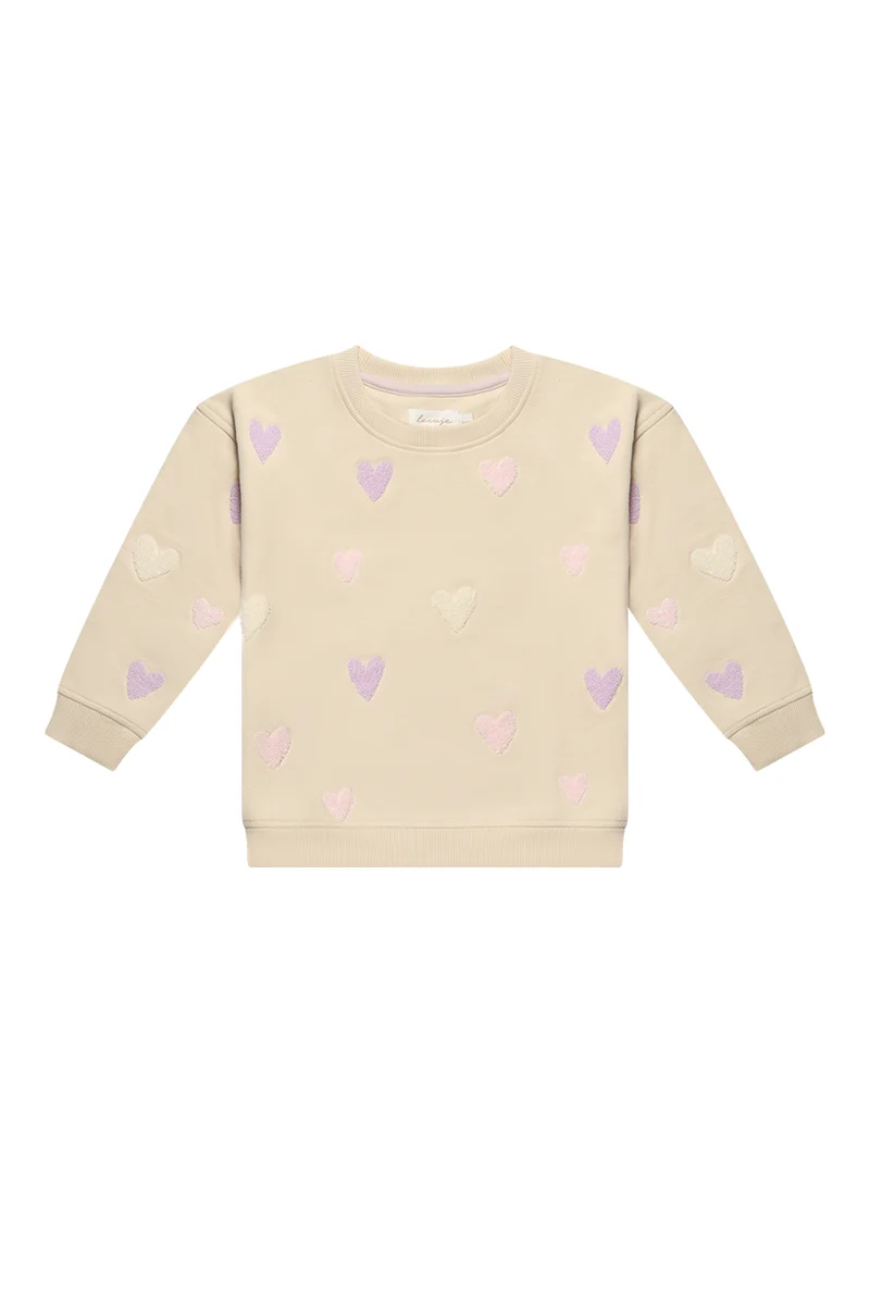 Oversized Sweatshirt 'terry hearts' in cappuccino