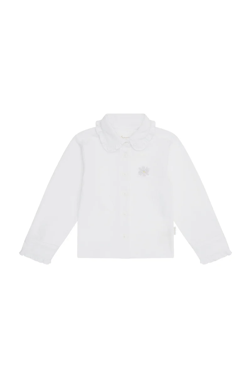 Piqué Bluse mit Blüten-Stickerei