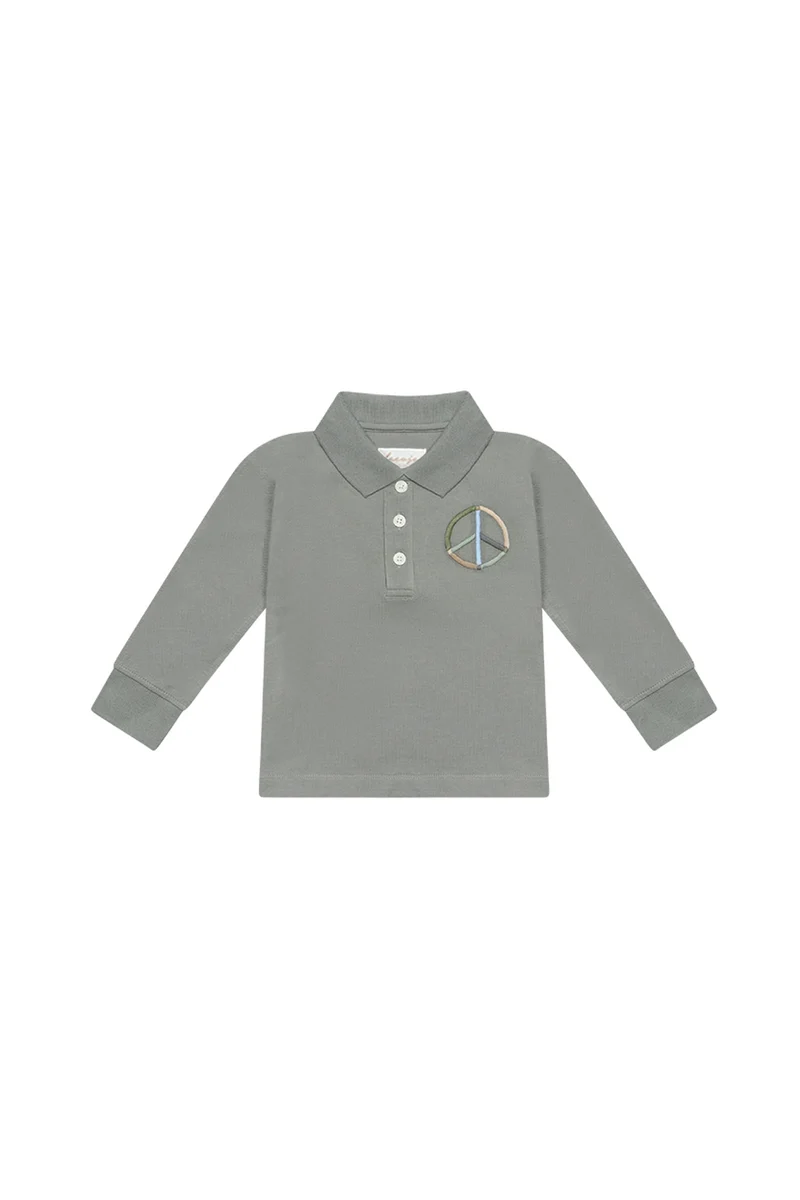 Langärmliges Polo-Shirt 'peace'