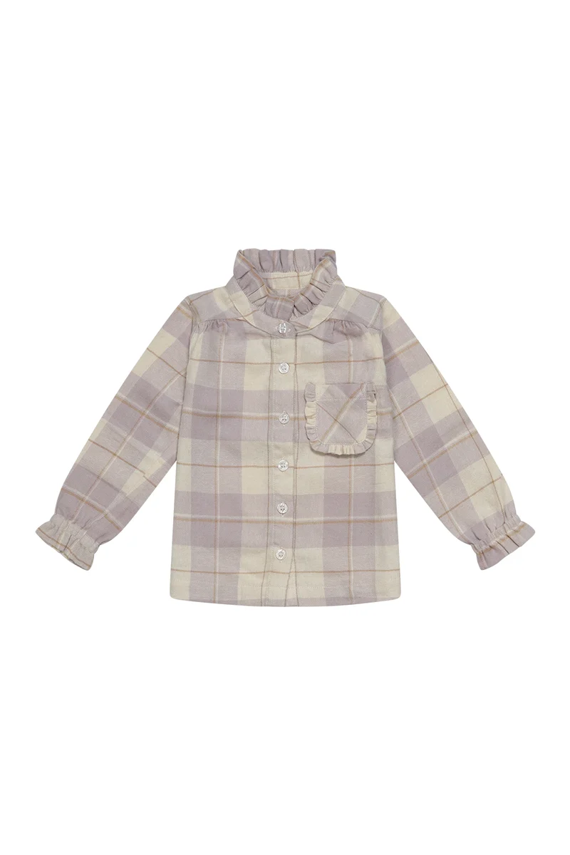 Flanellbluse 'beige & lavender'