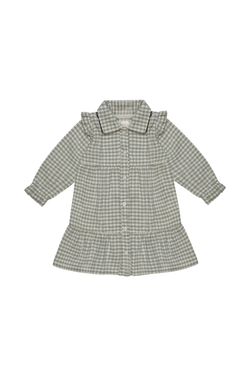 Kariertes Flanellkleid green mit Knopfleiste
