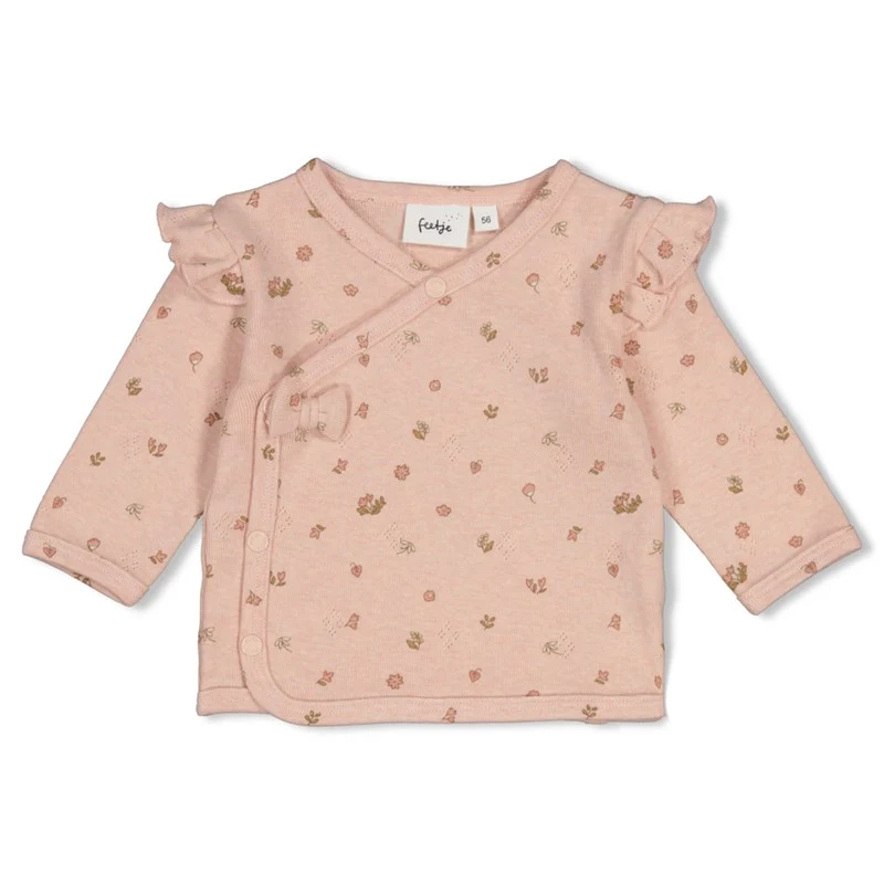 feetje Geripptes Wickelshirt pointelle AOP - Fall in Love 51602809 / 8381534 Pink Melange