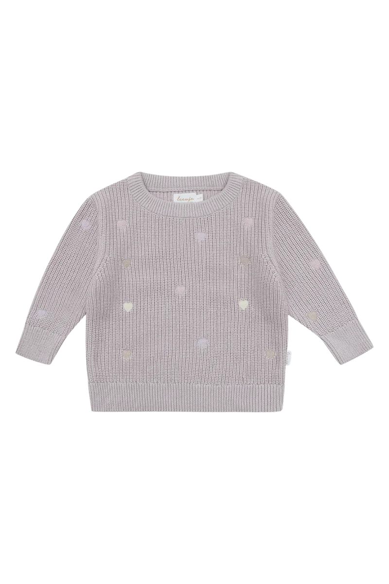 Chunky-Strickpullover mit Herz-Stickerei