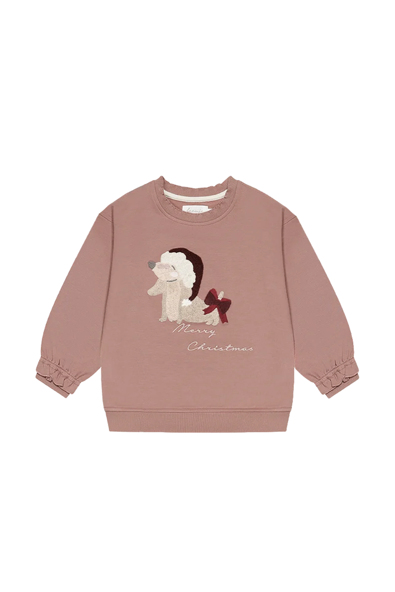 Oversized Sweatshirt Dackel 'christmas hat & bow'