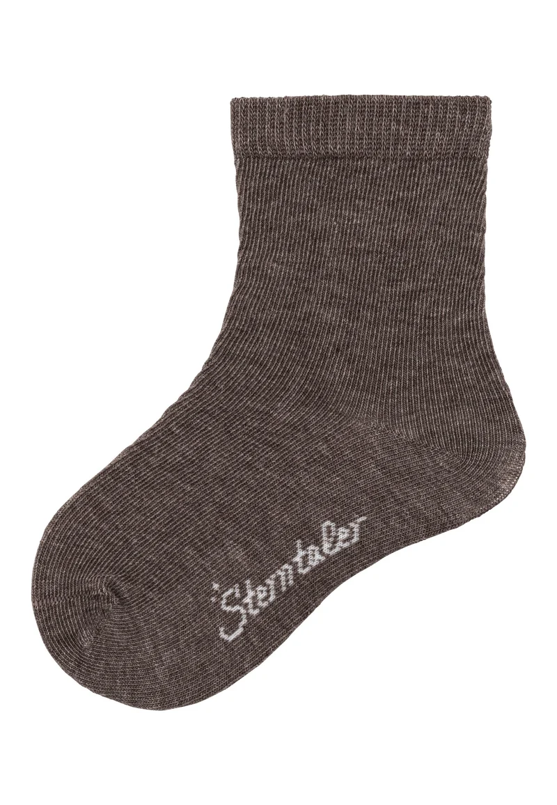 Sterntaler Socken aus Wolle uni 8502450 – Braun Melange
