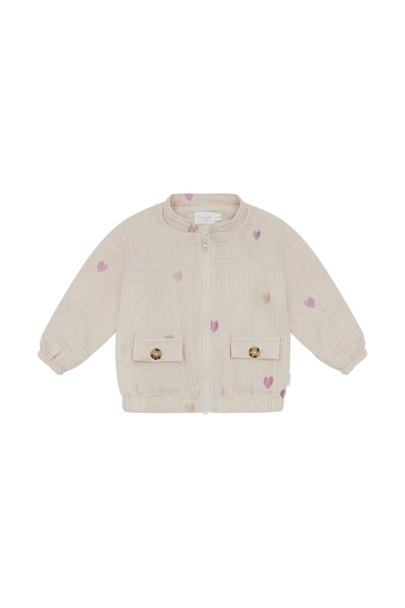 Muslin Jacket with Heart Embroidery