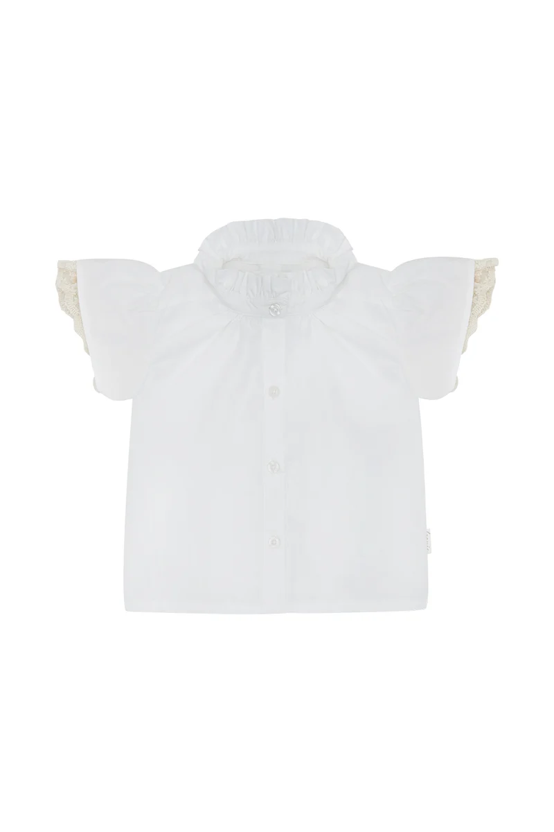 Short-Sleeved Blouse with Ruffles