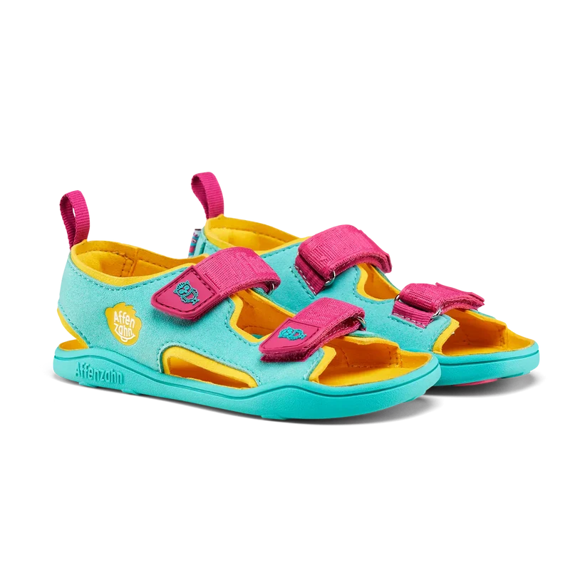 Affenzahn Sandal Vegan Airy Owl Turquoise – vegane Kinder-Barfußsandale