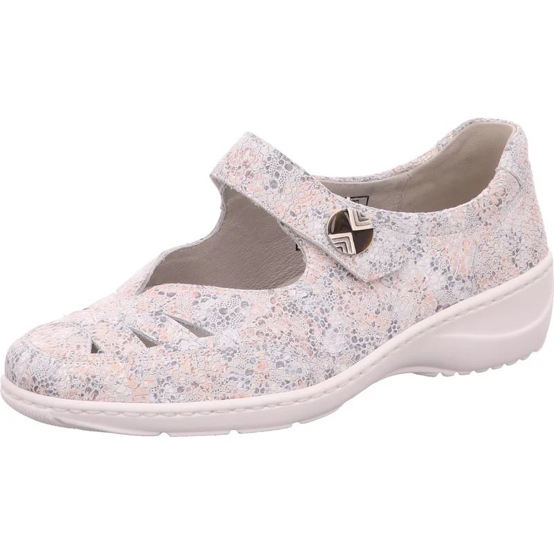 Waldläufer Slipper Kya grau-bunt-kombi.
