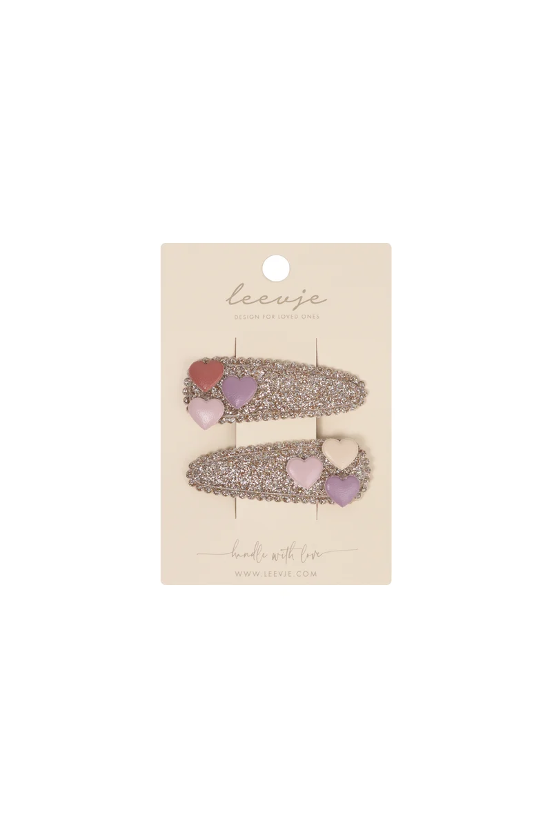 Haarspangen 'Glitter Heart Clips'