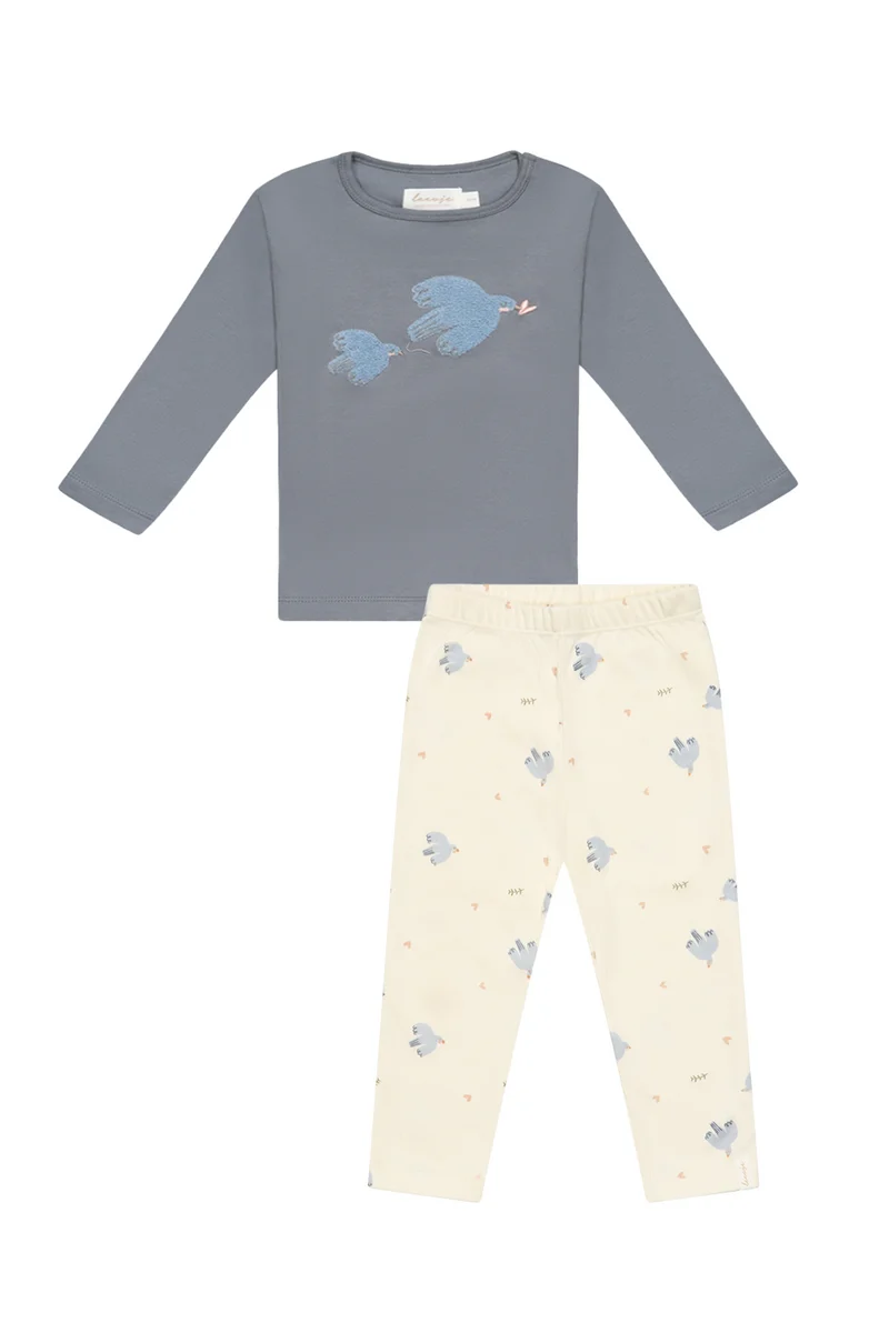 Pyjama Set 'birds' aus Bio-Baumwolle