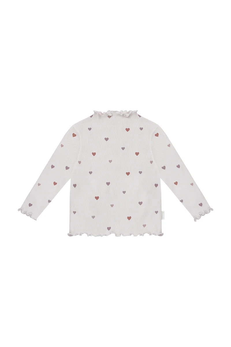 Long-Sleeved Top 'Hearts' with Turtleneck