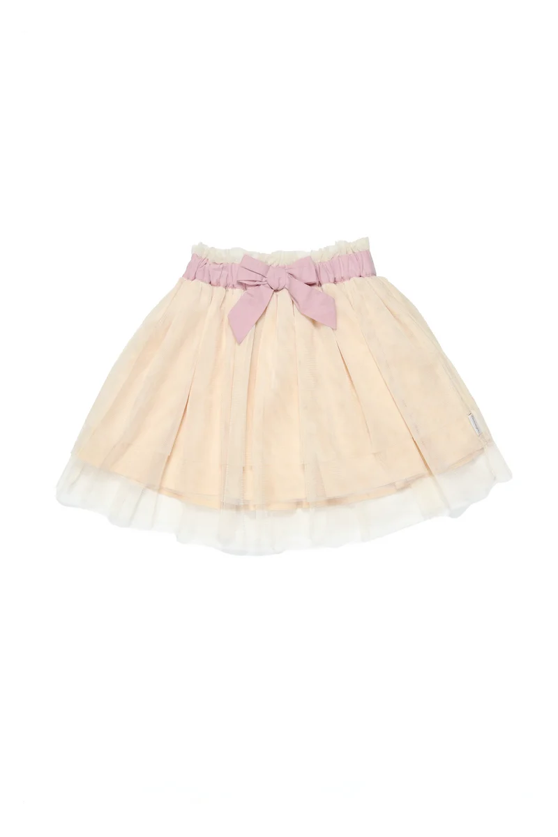 Tüllrock 'light beige & lavender' mit Volants und Zierschleife