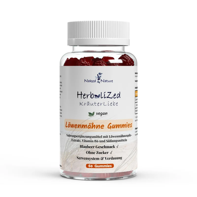 Löwenmähne + Vitamin B6 Gummies, 60 Stk.
