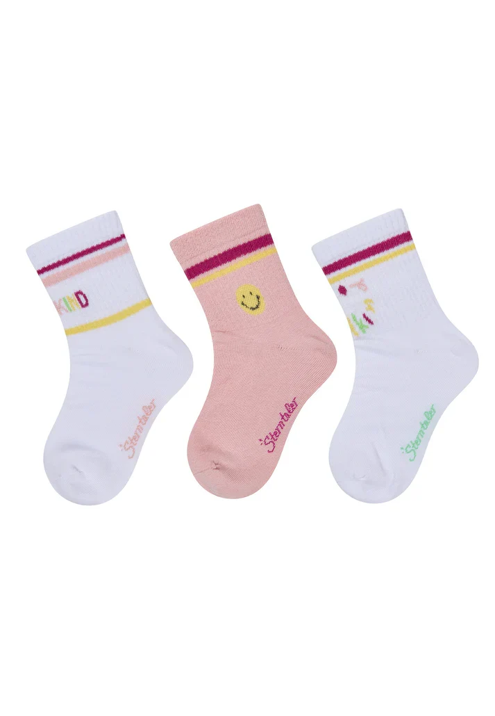 Sterntaler Socken 3er Pack 8422651 –Schulkind Zartrosa