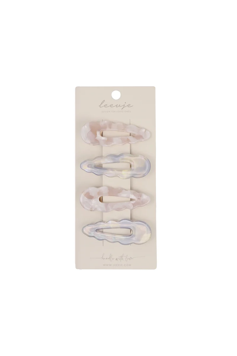 Acetate Hair Clips 'Wavy', Set of 4
