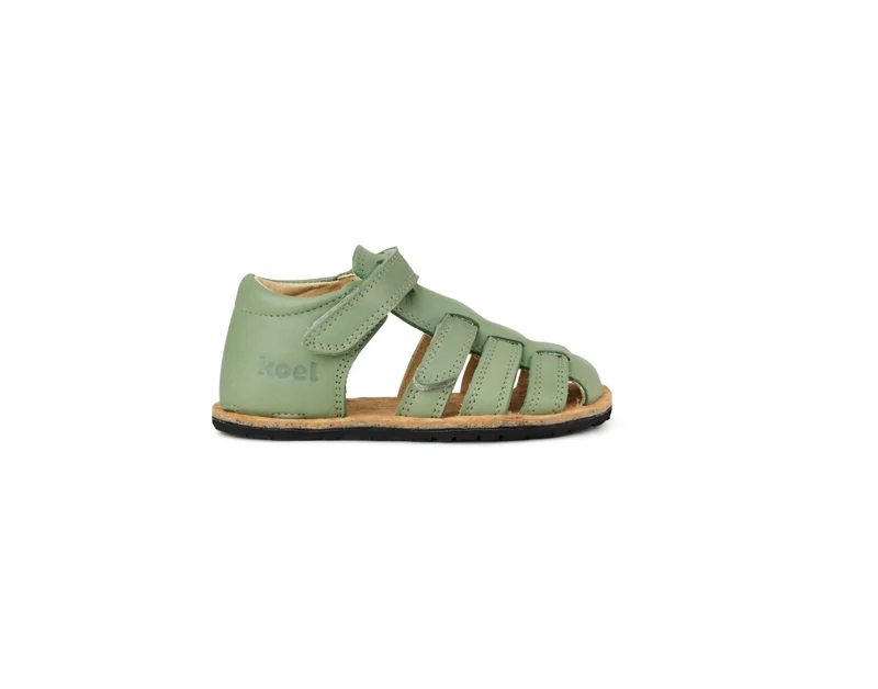 Koel Barefoot Sandalen Arin Napa Olive – geschlossene Barfußsandale für Kinder