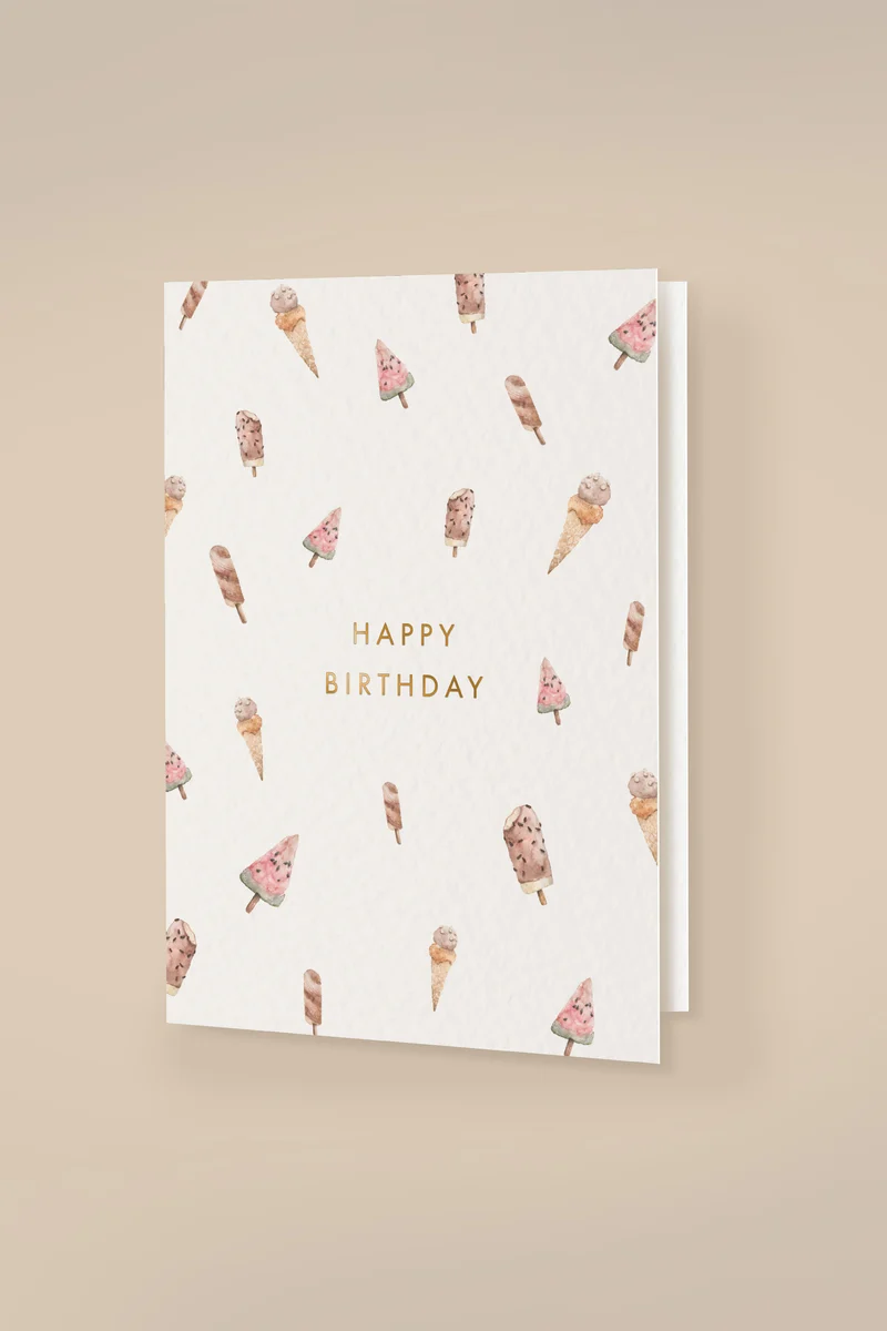 Klappkarte Ice Cream "Happy Birthday" mit Umschlag