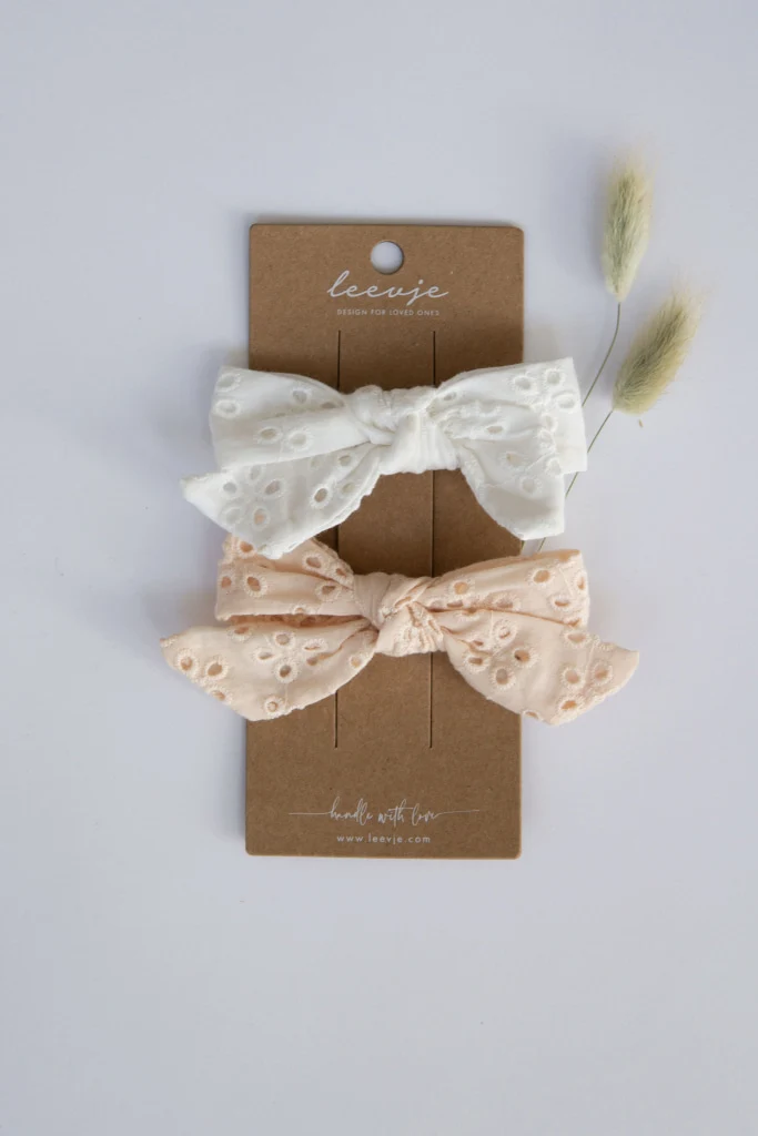 Haarspangen 'Schleifen Broderie Anglaise'