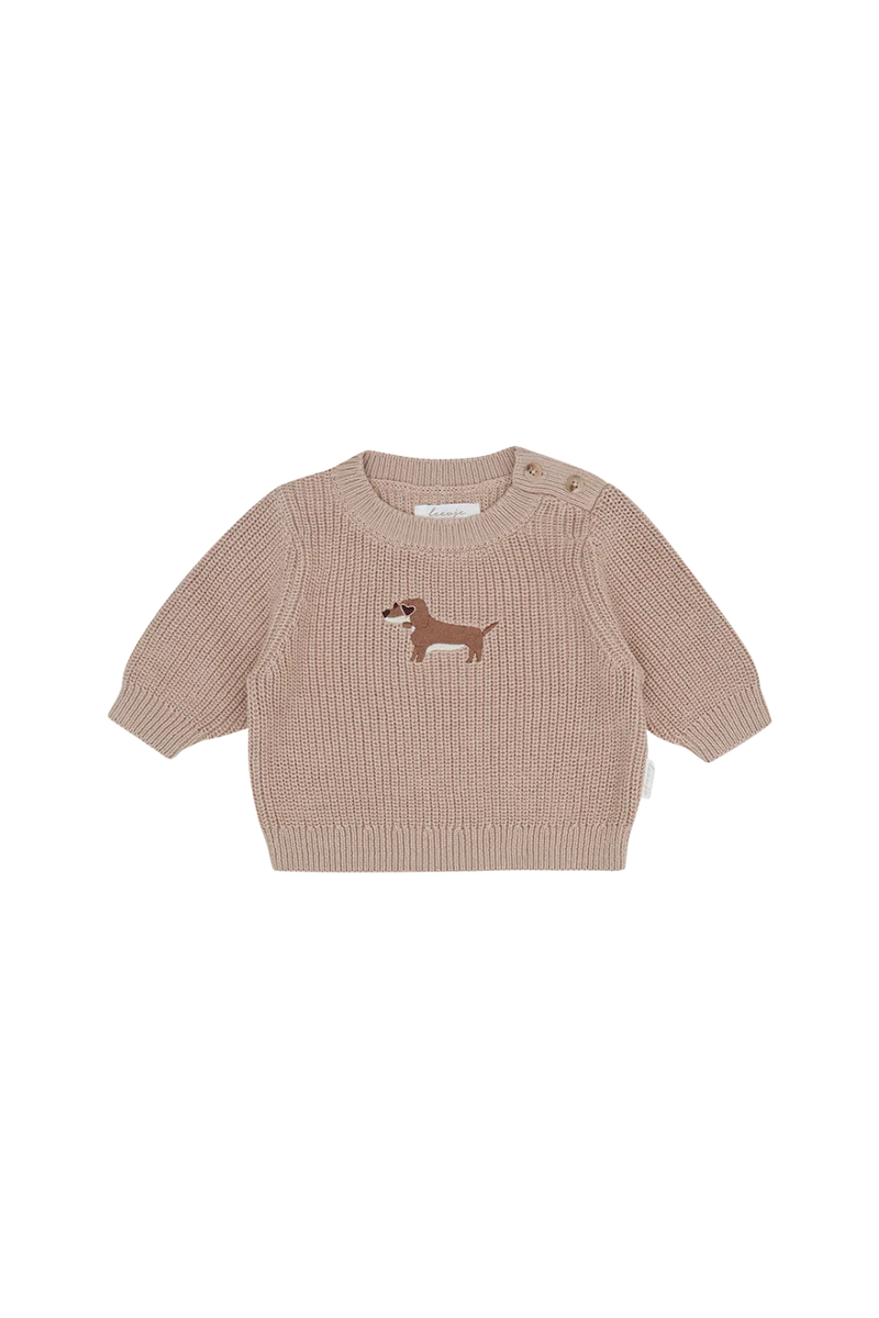 Baby Chunky-Strickpullover 'Dog' dusty rose