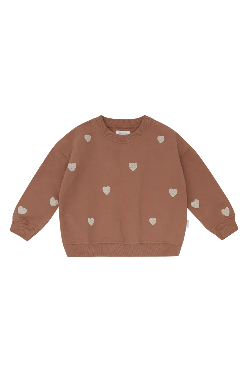 Oversized Sweatshirt 'hearts' pecan