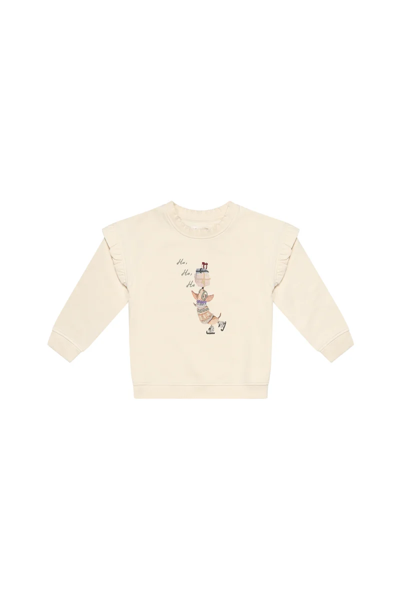 Oversized Sweatshirt Dackel 'ho, ho, ho' mit Rüschendetails