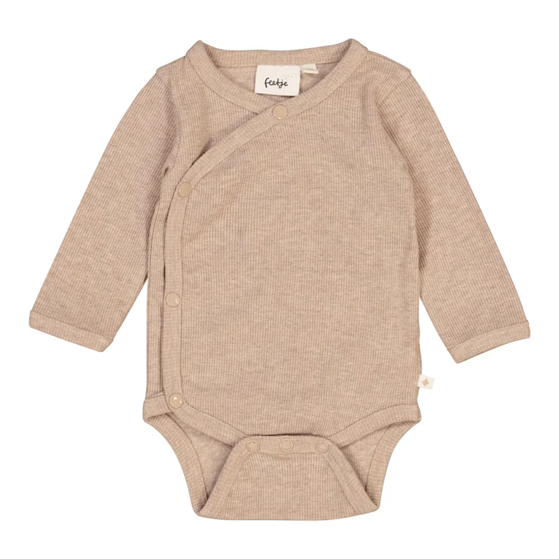 feetje Wickelbody langarm Ripp taupe