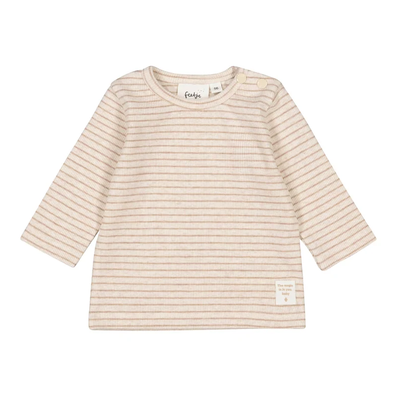 feetje Shirt langarm Ringel Ripp taupe