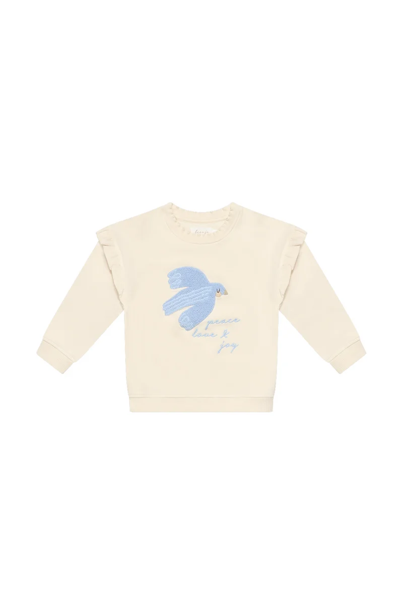 Oversized Sweatshirt 'peace, love & joy' mit Rüschendetails